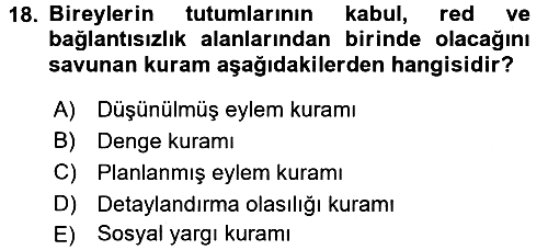Psikoloji 2016-2017 3 Ders Sınavı - 18. soru