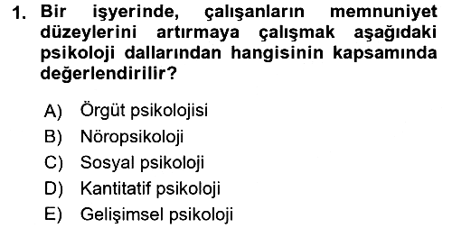 Psikoloji 2017-2018 3 Ders Sınavı - 1. soru
