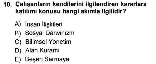 Psikoloji 2012-2013 Dönem Sonu Sınavı - 10. soru