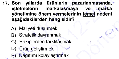 Psikoloji 2012-2013 Dönem Sonu Sınavı - 17. soru
