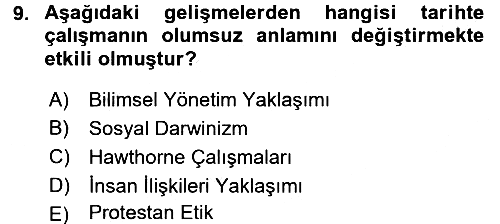 Psikoloji 2015-2016 Dönem Sonu Sınavı - 9. soru
