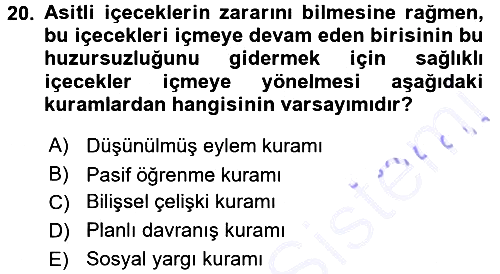 Psikoloji 2015-2016 Dönem Sonu Sınavı - 20. soru