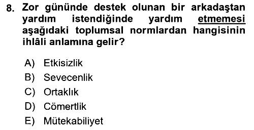 Psikoloji 2019-2020 Dönem Sonu Sınavı - 8. soru