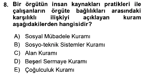 Psikoloji 2021-2022 Dönem Sonu Sınavı - 8. soru
