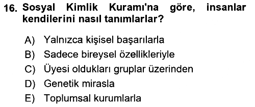 Psikoloji 2025-2026 Ara Sınav - 16. soru