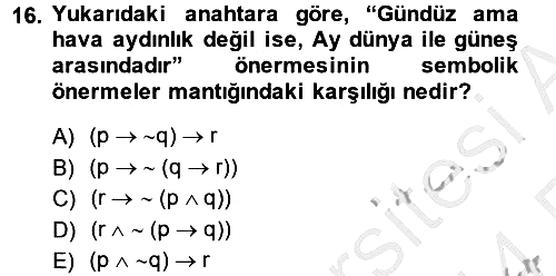 Sembolik Mantık 2013-2014 Ara Sınav - 16. soru