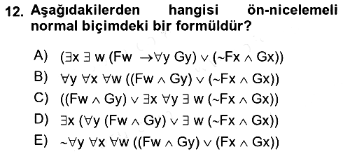 Sembolik Mantık 2017-2018 Dönem Sonu Sınavı - 12. soru