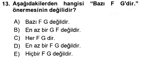 Sembolik Mantık 2015-2016 Tek Ders Sınavı - 13. soru