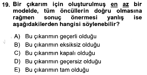 Sembolik Mantık 2024-2025 Yaz Okulu Sınavı - 19. soru