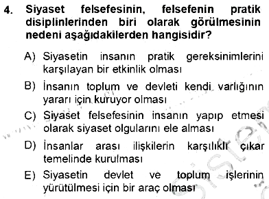 Siyaset Felsefesi 1 2012-2013 Ara Sınav - 4. soru