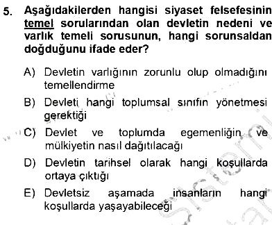 Siyaset Felsefesi 1 2013-2014 Ara Sınav - 5. soru