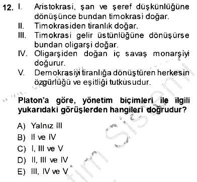 Siyaset Felsefesi 1 2014-2015 Ara Sınav - 12. soru