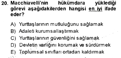 Siyaset Felsefesi 1 2014-2015 Ara Sınav - 20. soru