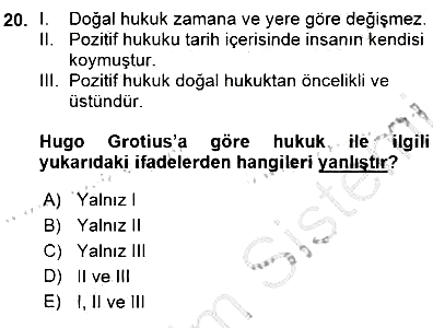 Siyaset Felsefesi 1 2015-2016 Ara Sınav - 20. soru