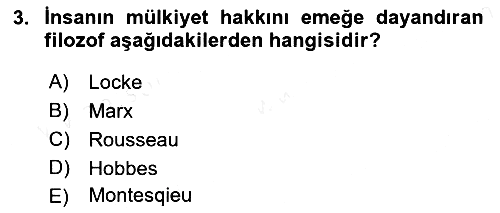Siyaset Felsefesi 1 2018-2019 Ara Sınav - 3. soru