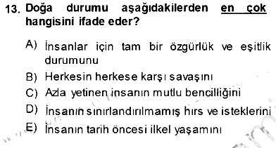 Siyaset Felsefesi 1 2013-2014 Dönem Sonu Sınavı - 13. soru