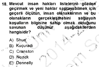 Siyaset Felsefesi 1 2014-2015 Dönem Sonu Sınavı - 18. soru