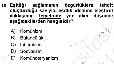 Siyaset Felsefesi 1 2015-2016 Dönem Sonu Sınavı - 10. soru