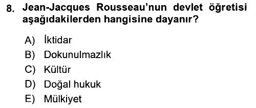 Siyaset Felsefesi 1 2024-2025 Yaz Okulu Sınavı - 8. soru