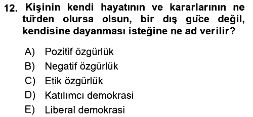 Siyaset Felsefesi 1 2024-2025 Yaz Okulu Sınavı - 12. soru