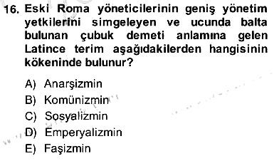 Siyaset Felsefesi 2 2013-2014 Ara Sınav - 16. soru
