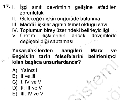Siyaset Felsefesi 2 2013-2014 Ara Sınav - 17. soru
