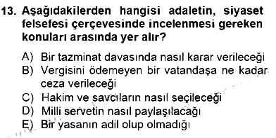 Siyaset Felsefesi 2 2014-2015 Ara Sınav - 13. soru