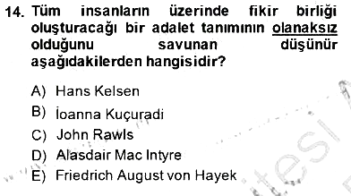 Siyaset Felsefesi 2 2014-2015 Ara Sınav - 14. soru