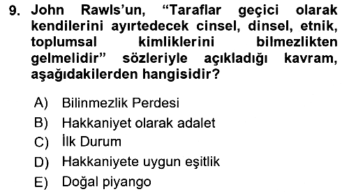 Siyaset Felsefesi 2 2015-2016 Ara Sınav - 9. soru