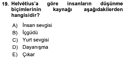 Siyaset Felsefesi 2 2015-2016 Ara Sınav - 19. soru