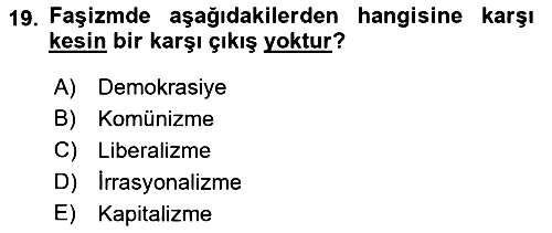 Siyaset Felsefesi 2 2016-2017 Ara Sınav - 19. soru
