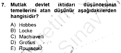 Siyaset Felsefesi 2 2012-2013 Dönem Sonu Sınavı - 7. soru