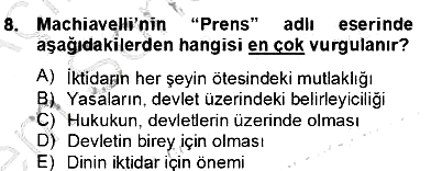 Siyaset Felsefesi 2 2012-2013 Dönem Sonu Sınavı - 8. soru