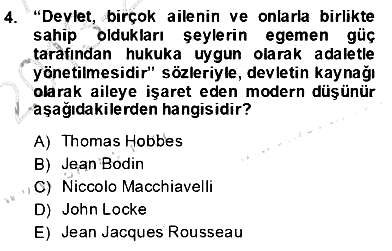 Siyaset Felsefesi 2 2013-2014 Dönem Sonu Sınavı - 4. soru