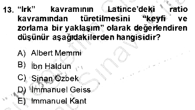 Siyaset Felsefesi 2 2013-2014 Dönem Sonu Sınavı - 13. soru