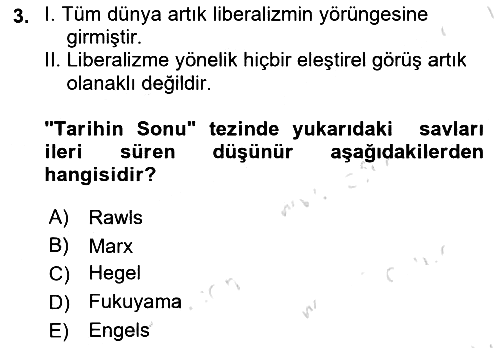 Siyaset Felsefesi 2 2015-2016 Dönem Sonu Sınavı - 3. soru