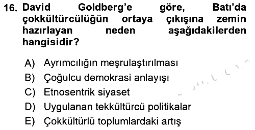 Siyaset Felsefesi 2 2015-2016 Dönem Sonu Sınavı - 16. soru
