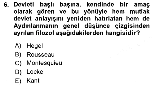 Siyaset Felsefesi 2 2017-2018 Dönem Sonu Sınavı - 6. soru