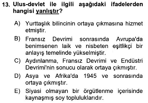 Siyaset Felsefesi 2 2018-2019 Dönem Sonu Sınavı - 13. soru