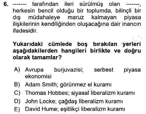 Siyaset Felsefesi 2 2024-2025 Dönem Sonu Sınavı - 6. soru