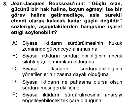 Siyaset Felsefesi 2 2025-2026 Dönem Sonu Sınavı - 8. soru