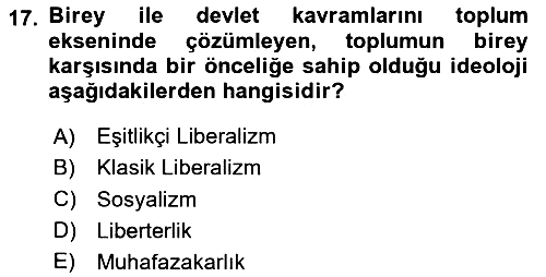 Siyaset Felsefesi 2 2024-2025 Yaz Okulu Sınavı - 17. soru