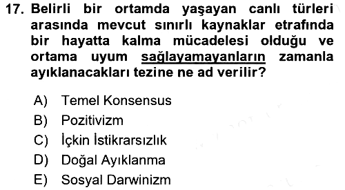 Sosyal Bilimlerde Temel Kavramlar 2017-2018 3 Ders Sınavı - 17. soru