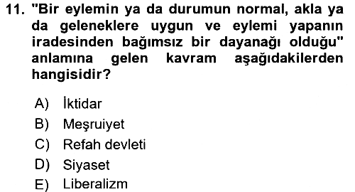 Sosyal Bilimlerde Temel Kavramlar 2018-2019 3 Ders Sınavı - 11. soru