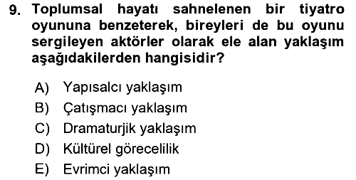 Sosyal Bilimlerde Temel Kavramlar 2016-2017 Ara Sınav - 9. soru