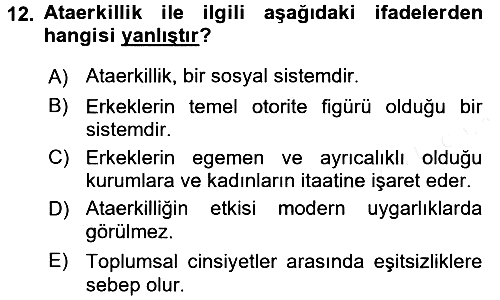 Sosyal Bilimlerde Temel Kavramlar 2018-2019 Ara Sınav - 12. soru