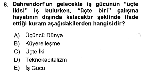 Sosyal Bilimlerde Temel Kavramlar 2019-2020 Ara Sınav - 8. soru
