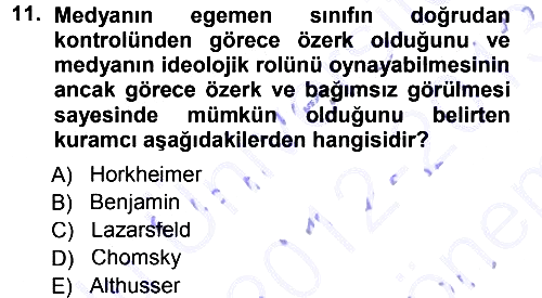 Sosyal Bilimlerde Temel Kavramlar 2012-2013 Dönem Sonu Sınavı - 11. soru