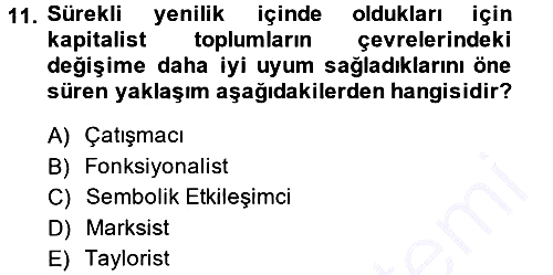 Sosyal Bilimlerde Temel Kavramlar 2013-2014 Dönem Sonu Sınavı - 11. soru