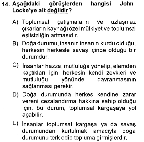 Sosyal Bilimlerde Temel Kavramlar 2013-2014 Dönem Sonu Sınavı - 14. soru